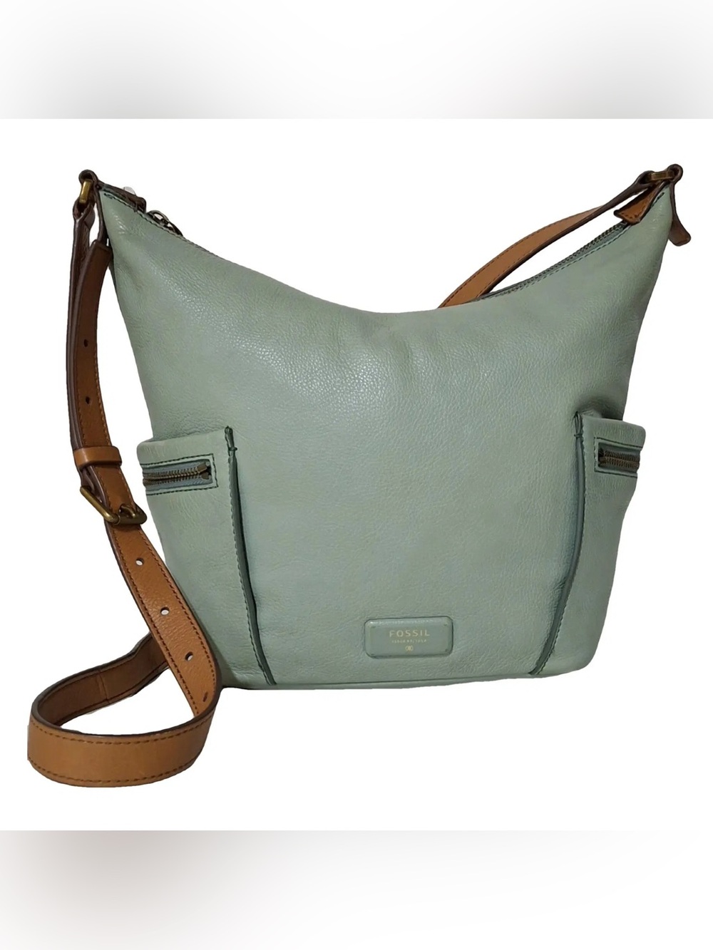 Fossil Leather Sea Green Mint Crossbody Shoulder Bag Boho Tahoe Indie Resortwear